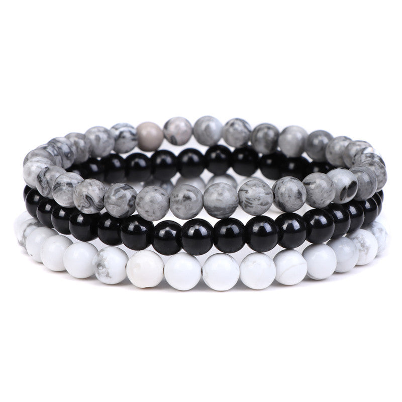 Trendy 6mm Natural Stone Bracelet Set with Rose Quartz