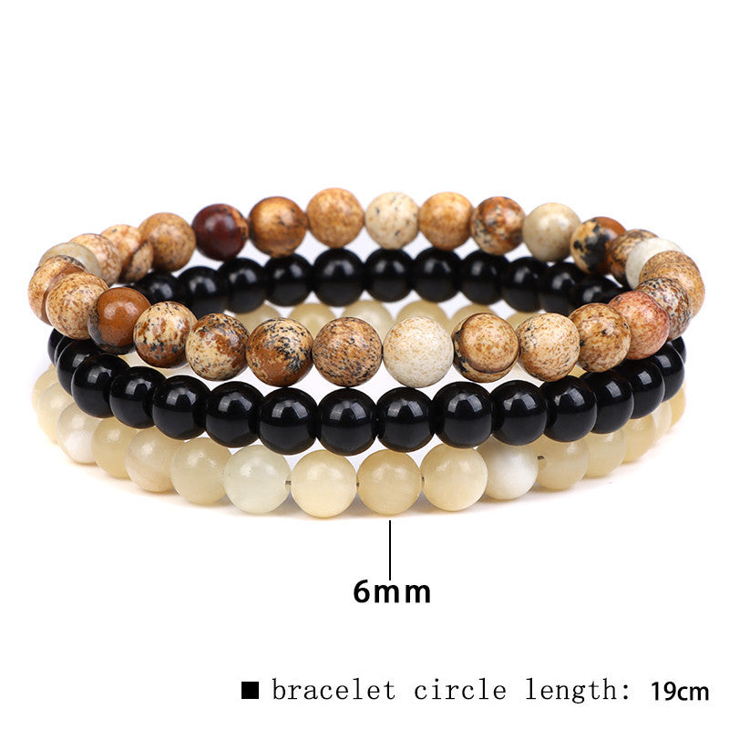 Trendy 6mm Natural Stone Bracelet Set with Rose Quartz