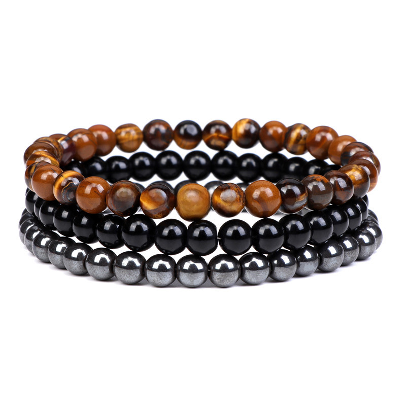 Trendy 6mm Natural Stone Bracelet Set with Rose Quartz