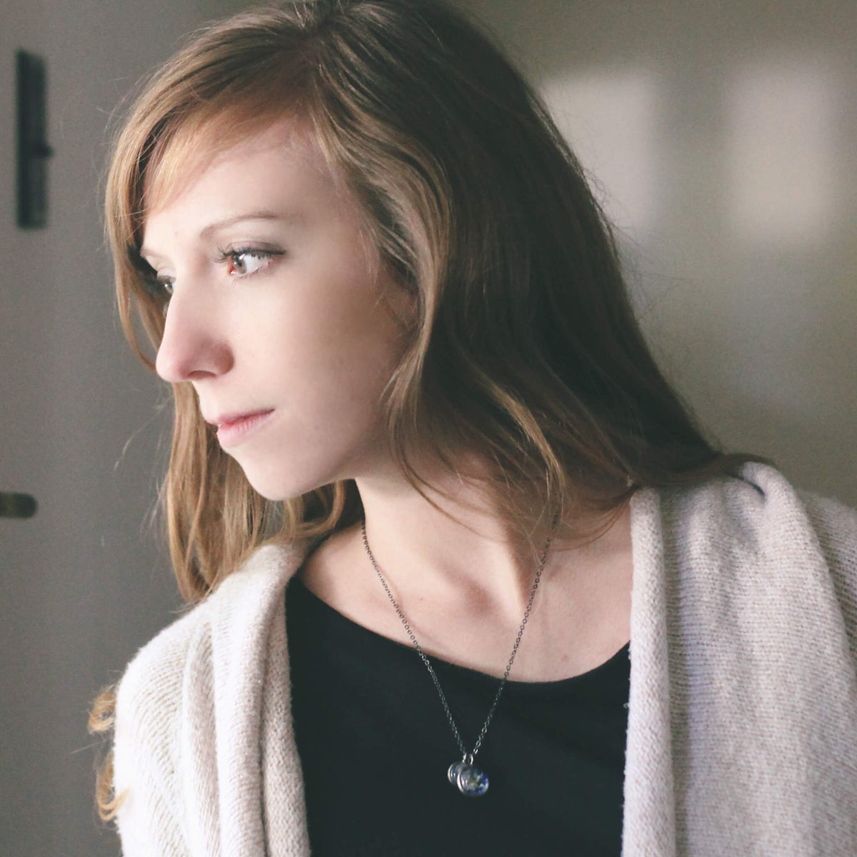 Earth and Moon Layered Space Necklace